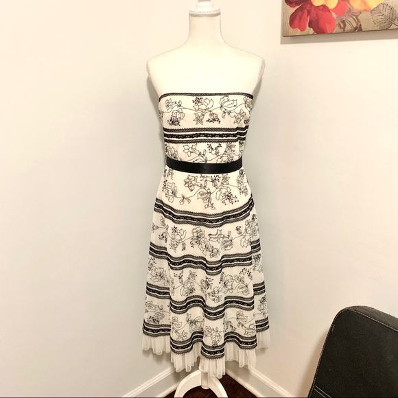 BCBGMaxAzria beaded floral strapless dress 12 - Picture 2 of 7